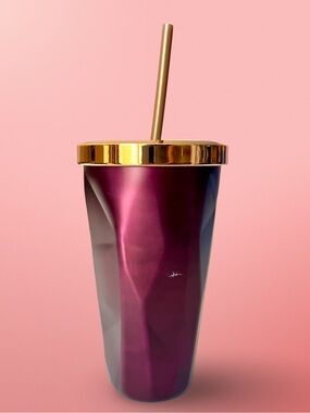 We to Me 16 oz Deep Burgundy Matte Finish Iridescent Geometric Metal Tumbler